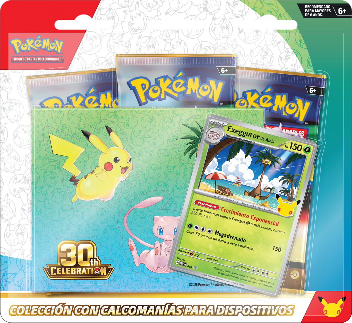 (Preventa 16/09/26) 30th Celebration Tech Sticker Collection Alolan Exeggutor Español